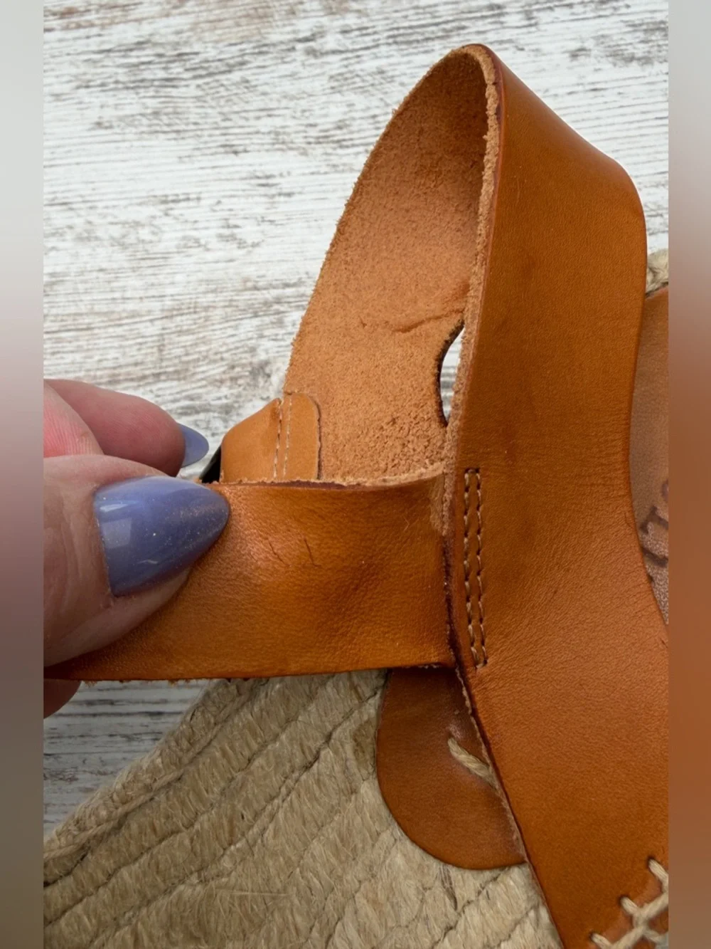 Soludos Tan/Caramel Leather Espadrille Wedge Sandals GUC sz 9